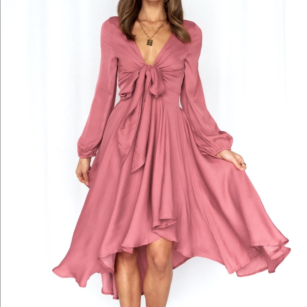 Hello Molly Talk Fast Midi Dress Blush